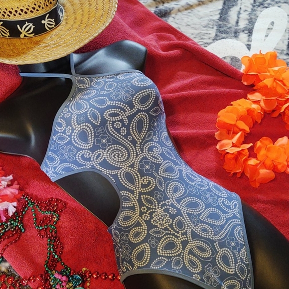 Aerie Blue Flowery Cut Out Monokini XXSm - Picture 1 of 13